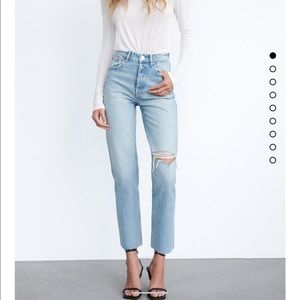 Zara ripped straight jeans, Light blue